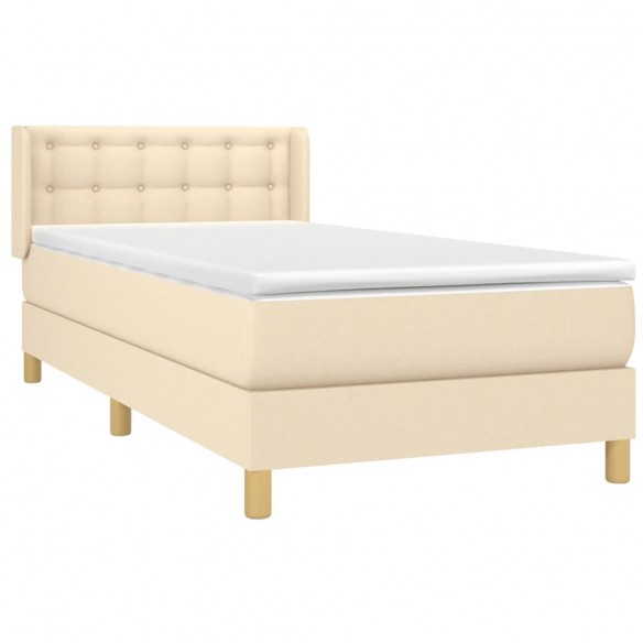 Sommier à lattes de lit avec matelas Crème 80x200 cm Tissu