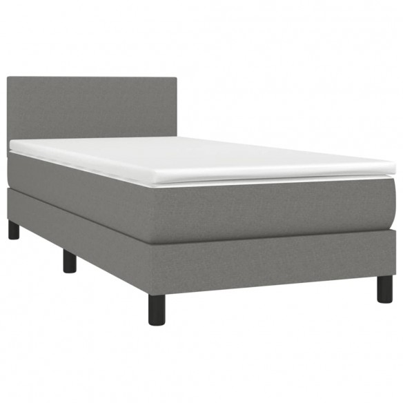 Cadre de lit et matelas et LED Gris foncé 100x200 cm