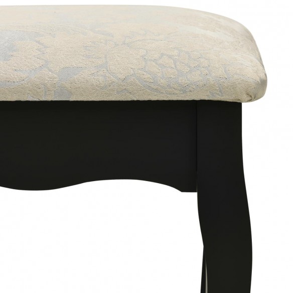 Ensemble de coiffeuse avec tabouret Noir 75x69x140 cm Paulownia