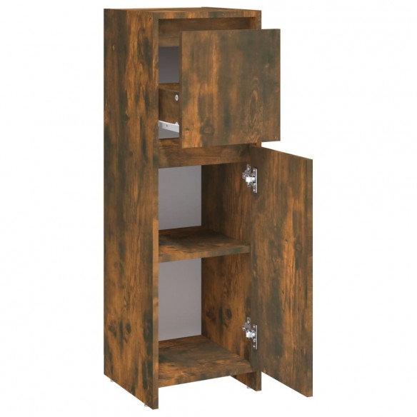 Armoire de bain Chêne fumé 30x30x95 cm Bois d'ingénierie