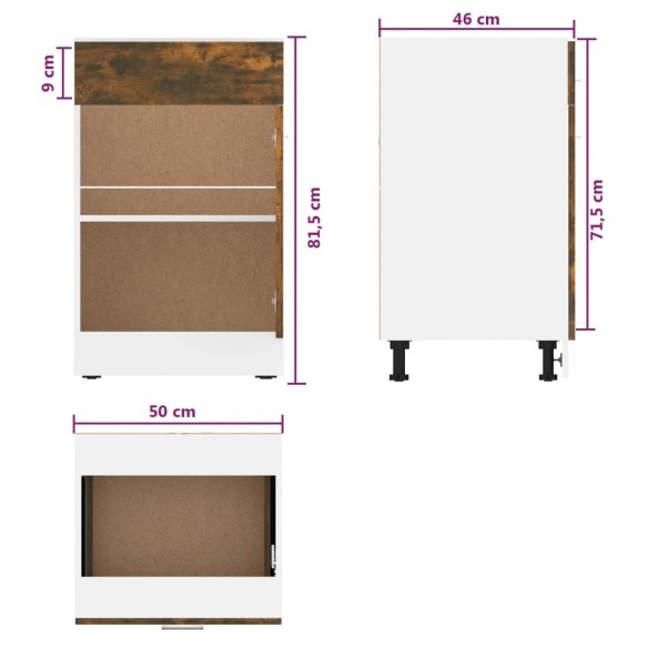 Armoire de plancher à tiroir Chêne fumé 50x46x81,5 cm Bois