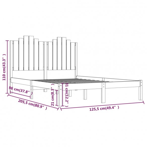 Cadre de lit Bois de pin massif 120x200 cm