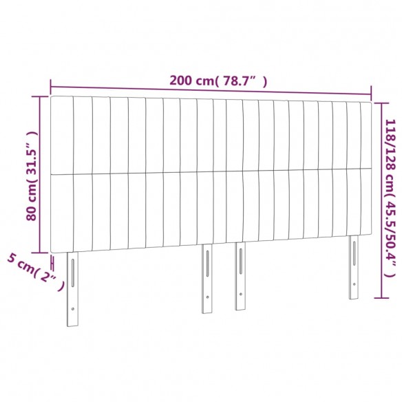 Tête de lit à LED Gris foncé 200x5x118/128 cm Tissu