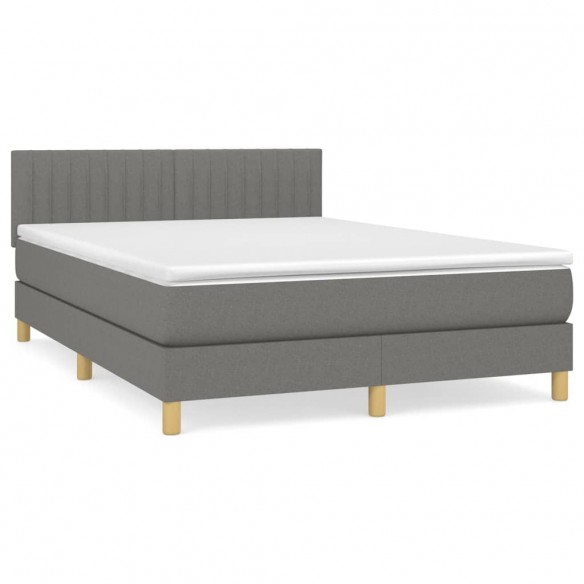 Sommier à lattes de lit avec matelas Gris foncé 140x190cm Tissu