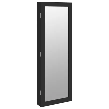 Armoire à bijoux avec miroir murale noir 37,5x10x106 cm 2