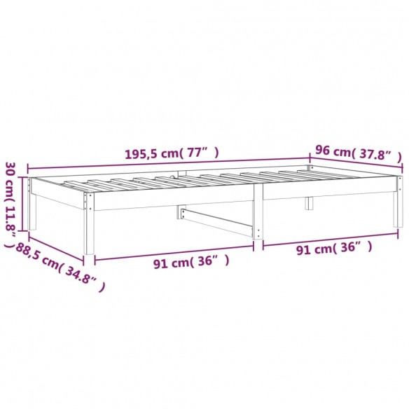 Lit de jour Blanc 90x190 cm Simple Bois de pin massif