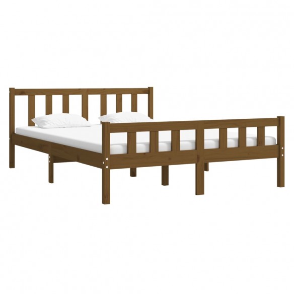 Cadre de lit Marron miel Bois massif 135x190 cm Double