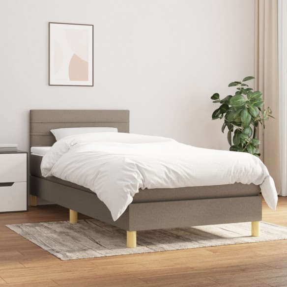 Cadre de lit avec matelas Taupe 90x190 cm Tissu