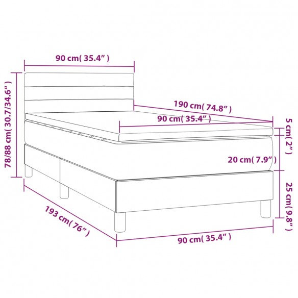 Sommier à lattes de lit avec matelas Taupe 90x190 cm Tissu