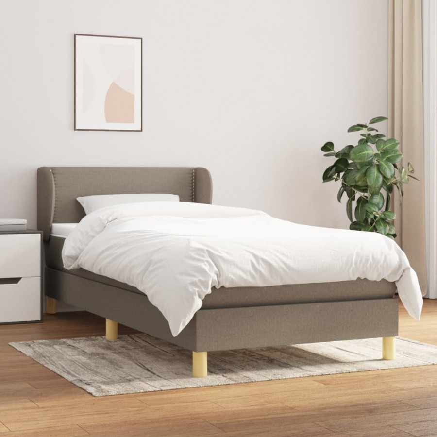 Sommier à lattes de lit avec matelas Taupe 100x200 cm Tissu