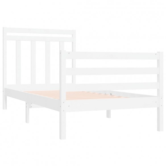 Cadre de lit Blanc Bois massif 90x190 cm Simple