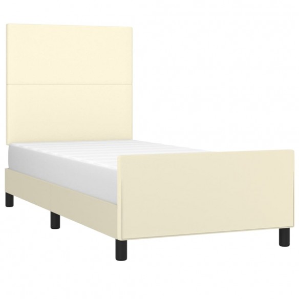 Cadre de lit avec tête de lit Crème 90x190 cm Similicuir