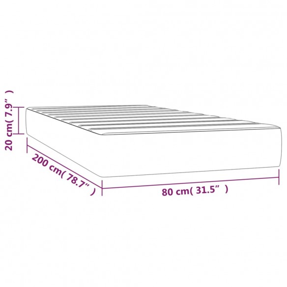 Matelas de lit à ressorts ensachés Gris foncé 80x200x20 cm