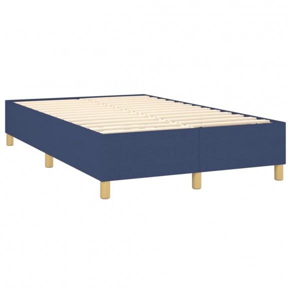 Cadre de lit et matelas et LED Bleu 120x200 cm Tissu