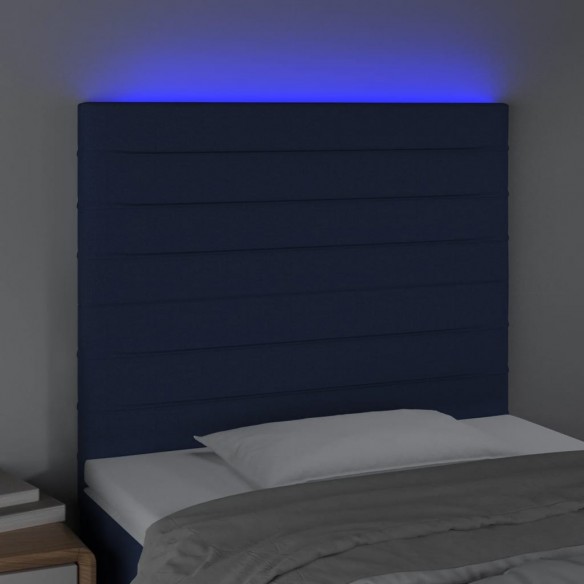 Tête de lit à LED Bleu 100x5x118/128 cm Tissu