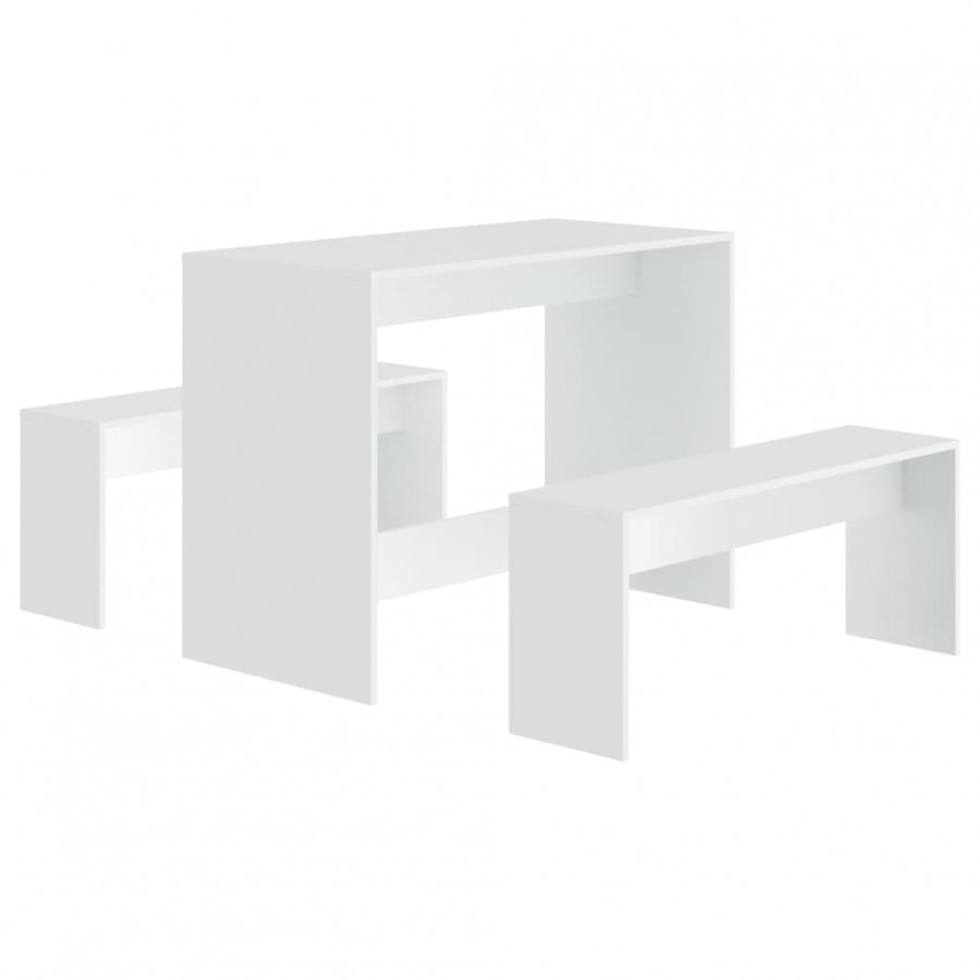 Ensemble de salle à manger 3 pcs Blanc Aggloméré