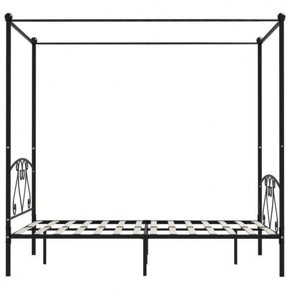 Cadre de lit à baldaquin Noir Métal 160 x 200 cm