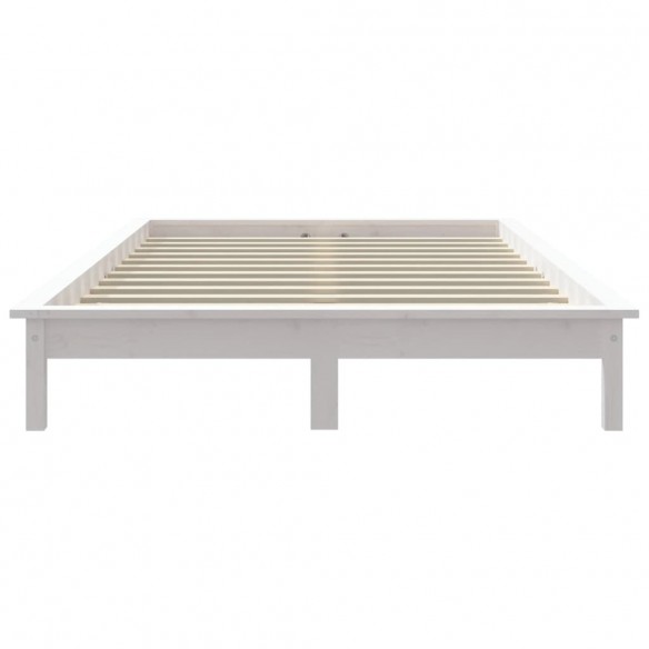 Cadre de lit blanc 140x190 cm bois de pin massif