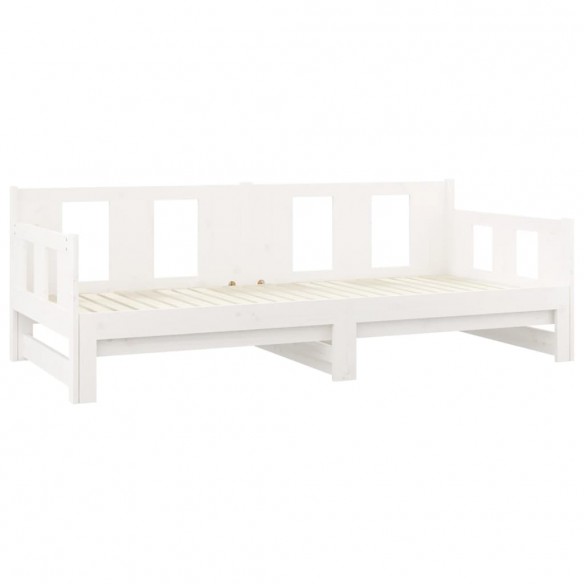 Lit coulissant Blanc Bois de pin solide 2x(90x200) cm