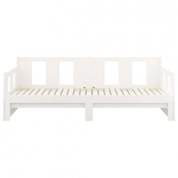 Lit coulissant Blanc Bois de pin solide 2x(90x200) cm