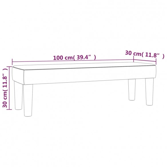 Banc Gris foncé 100x30x30 cm Velours