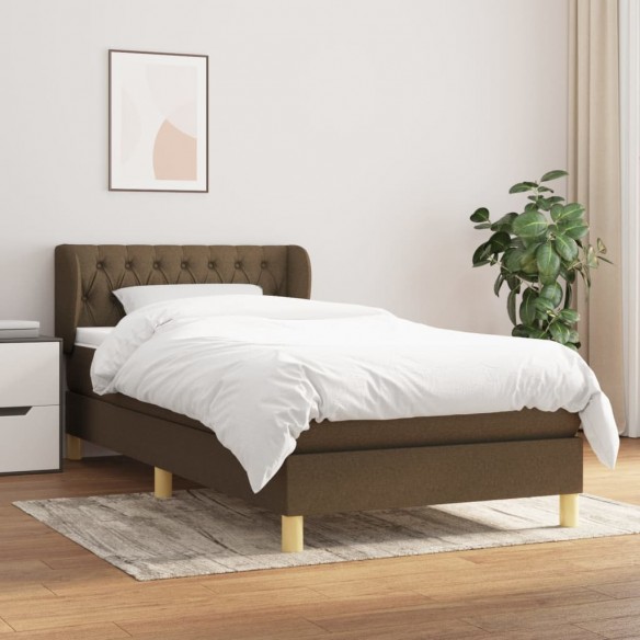 Sommier à lattes de lit avec matelas Marron foncé 100x200 cm