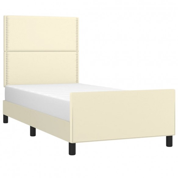 Cadre de lit avec tête de lit Crème 100x200 cm Similicuir
