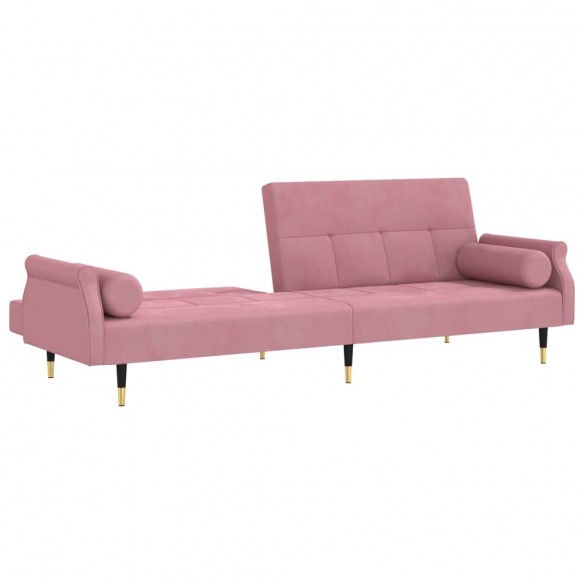 Canapé-lit avec coussins rose velours