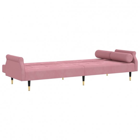 Canapé-lit avec coussins rose velours