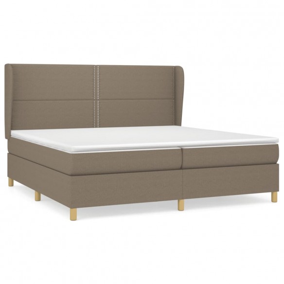 Cadre de lit avec matelas Taupe 200x200 cm Tissu