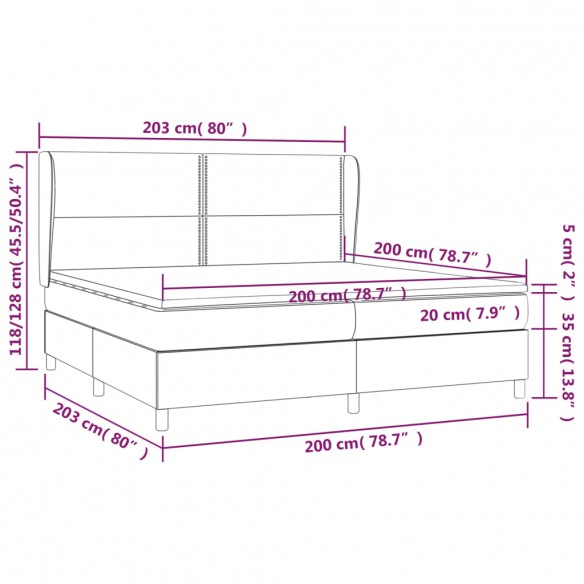 Cadre de lit avec matelas Taupe 200x200 cm Tissu