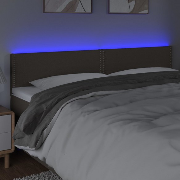 Tête de lit à LED Taupe 200x5x78/88 cm Tissu