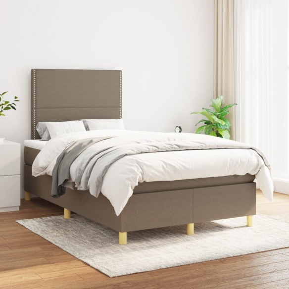 Sommier à lattes de lit avec matelas Taupe 120x200 cm Tissu