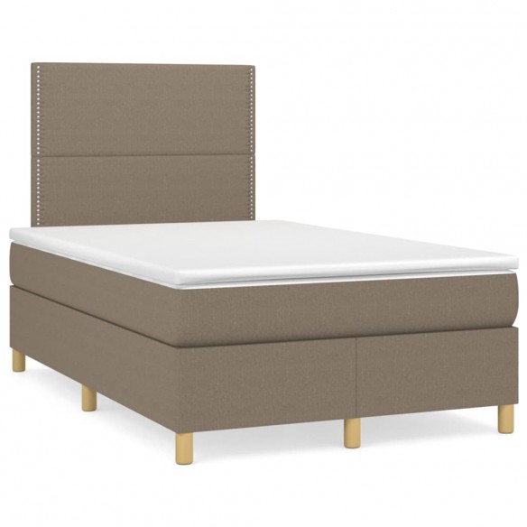 Sommier à lattes de lit avec matelas Taupe 120x200 cm Tissu