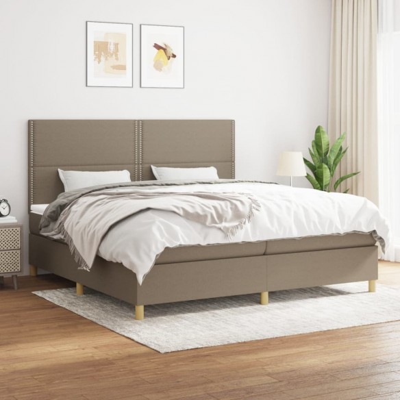 Cadre de lit avec matelas Taupe 200x200 cm Tissu