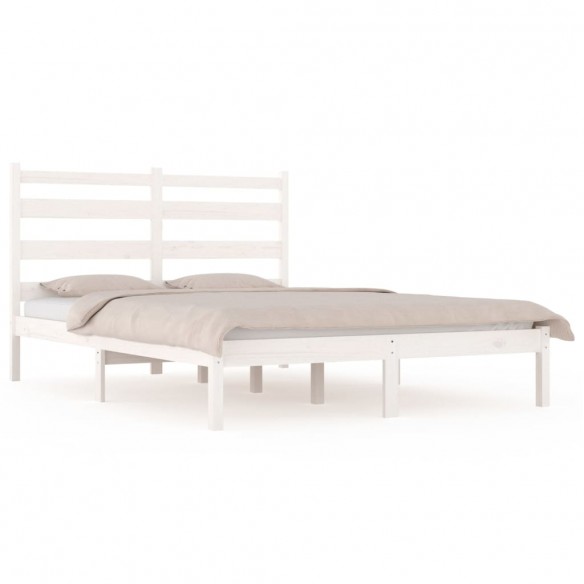 Cadre de lit Blanc Bois de pin massif 140x190 cm