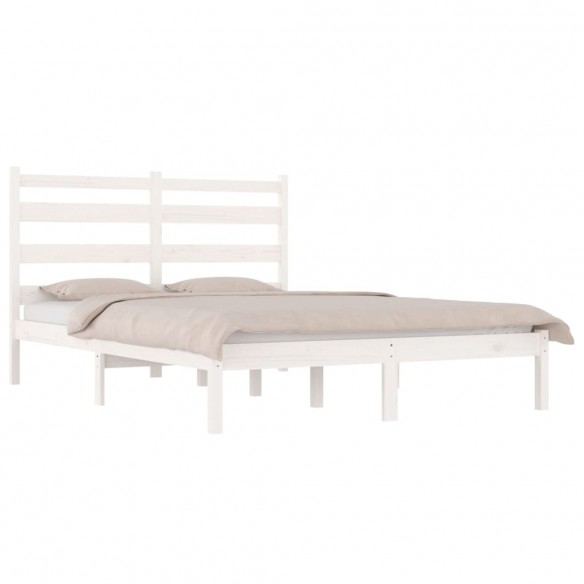 Cadre de lit Blanc Bois de pin massif 140x190 cm