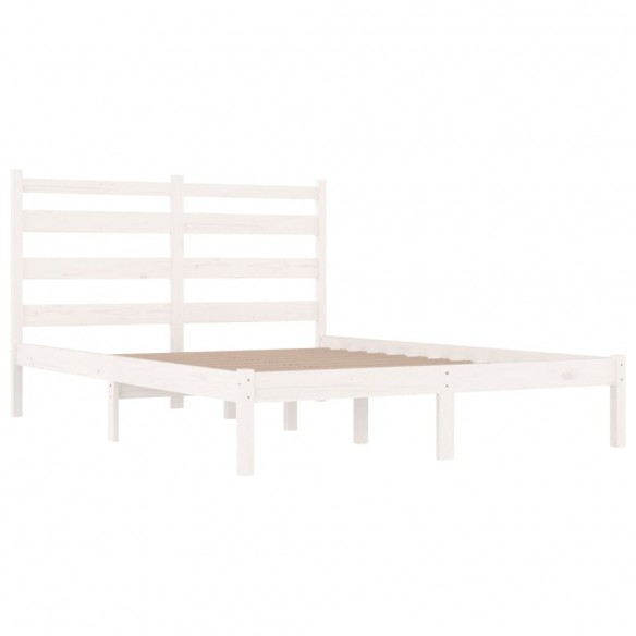 Cadre de lit Blanc Bois de pin massif 140x190 cm