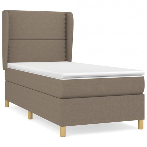 Cadre de lit avec matelas Taupe 100x200 cm Tissu