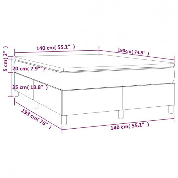 Cadre de lit avec matelas Bleu 140x190 cm Tissu