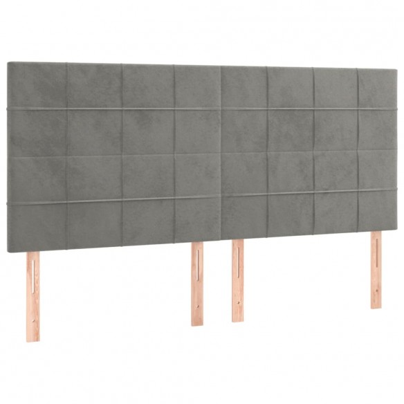 Tête de lit à LED Gris clair 200x5x118/128 cm Velours