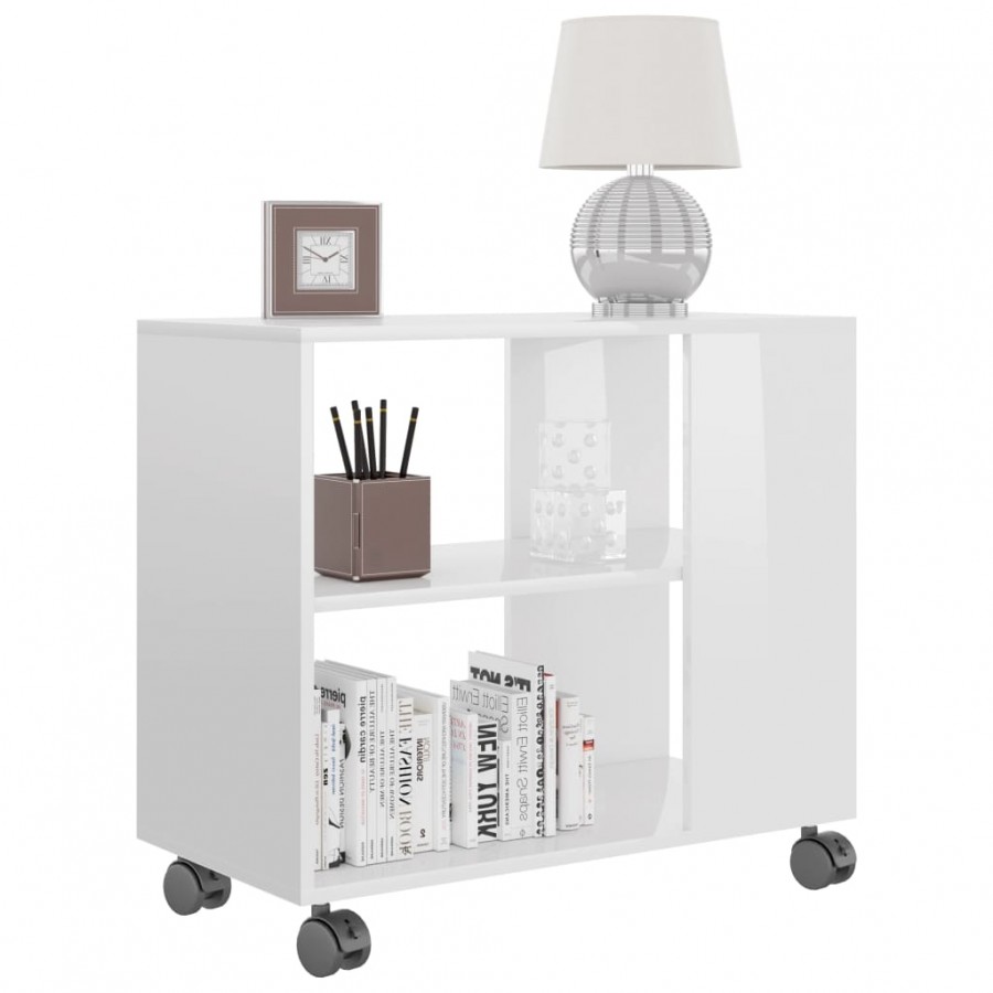 Table d'appoint Blanc brillant 70x35x55 cm 