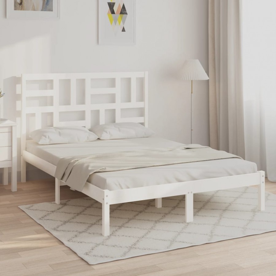 Cadre de lit Blanc Bois massif 160x200 cm