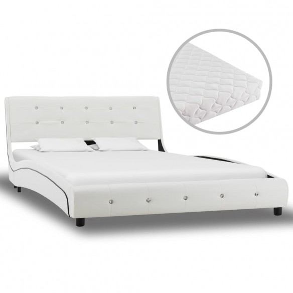 Lit avec matelas Blanc Similicuir 120 x 200 cm