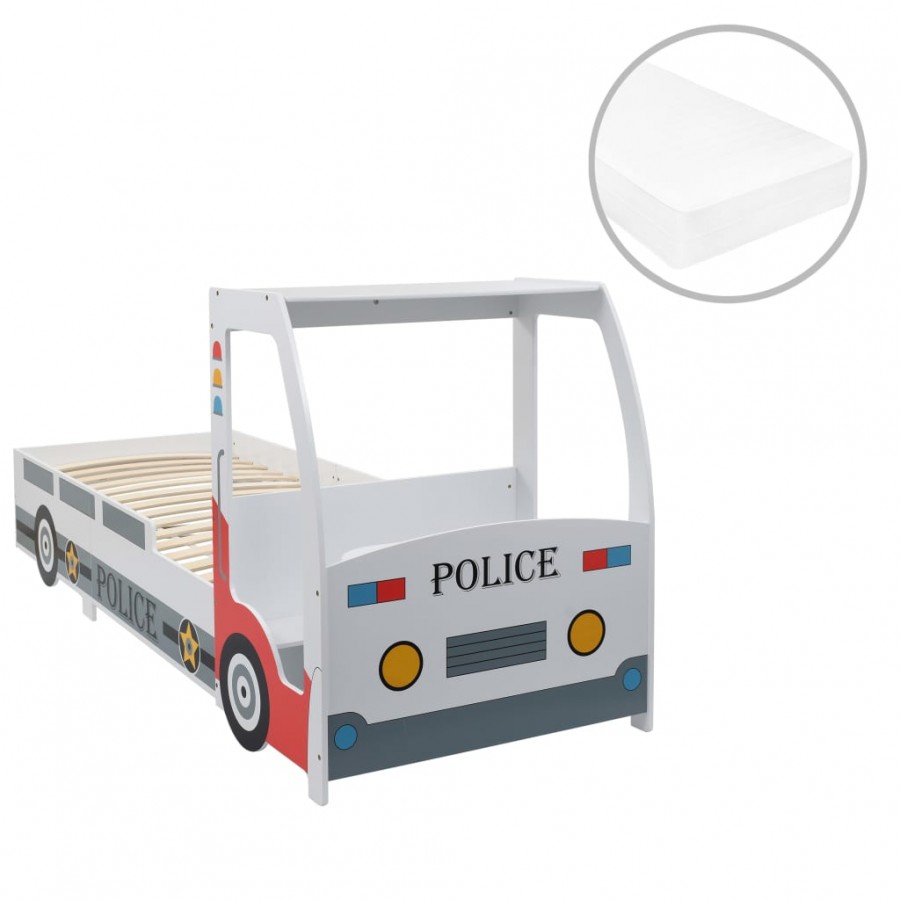 Lit voiture de police avec matelas pour enfants 90x200cm 7 Zone