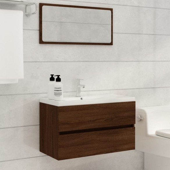 Ensemble de meubles de salle de bain 2 pcs Chêne marron