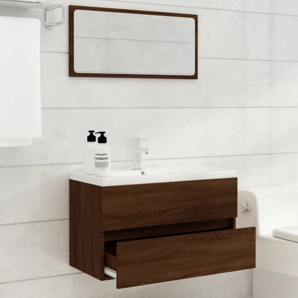 Ensemble de meubles de salle de bain 2 pcs Chêne marron