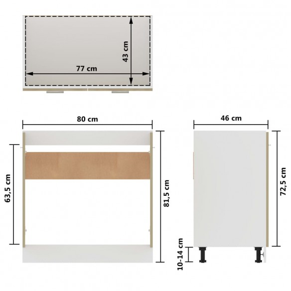 Armoire de plancher d'évier Chêne sonoma 80x46x81,5cm Aggloméré