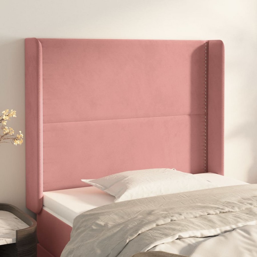 Tête de lit avec oreilles Rose 103x16x118/128 cm Velours