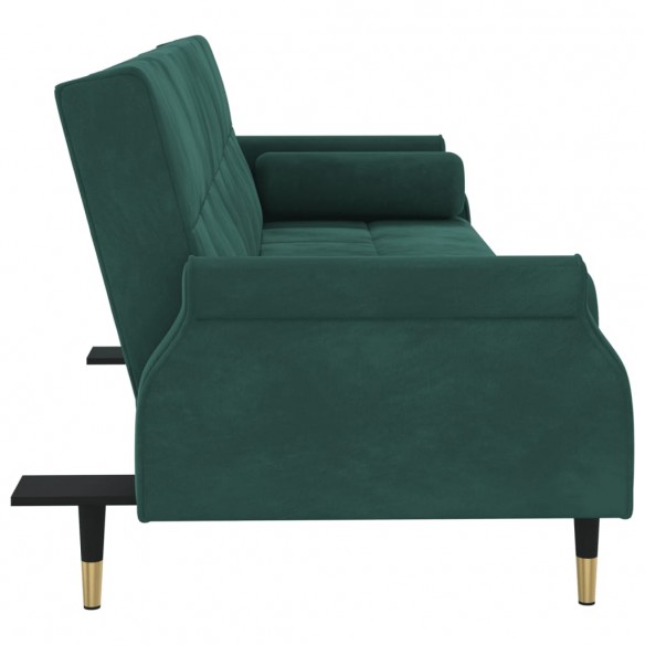 Canapé-lit avec coussins vert foncé velours